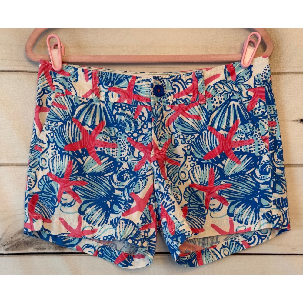 Lilly Pulitzer The Callahan Short Womens 4 Starfish Seashell Coastal Print Blue